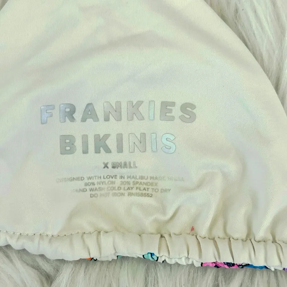 Frankie’s Bikinis Tia Floral Triangle Halter Bikini Top Swimsuit Flower Farm